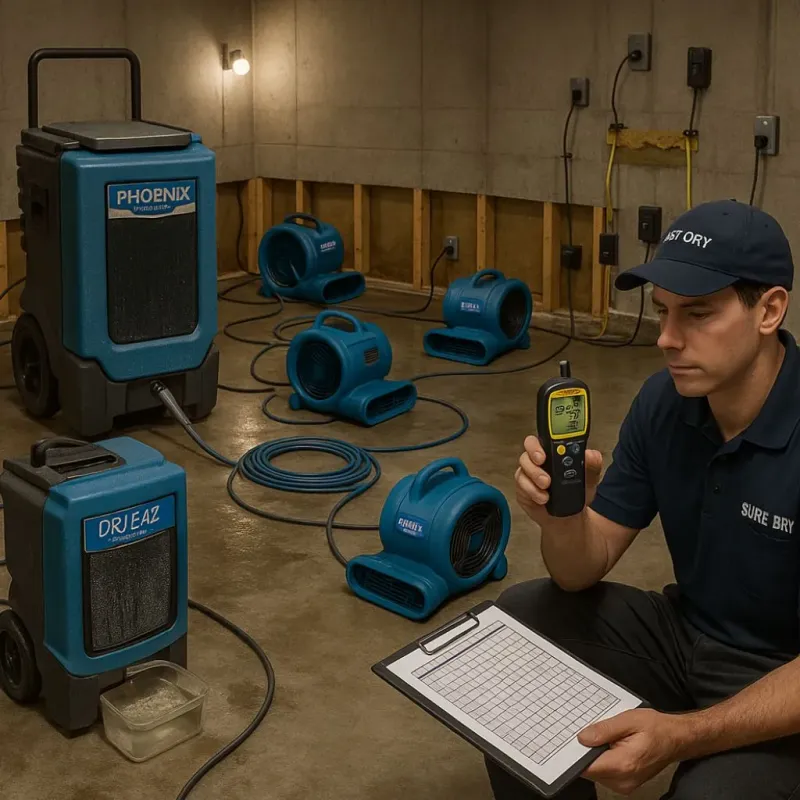 Structural Drying and Dehumidification process in Chickasaw, AL